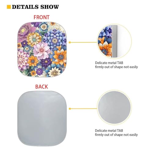 Image of Hippie Flower Car Window Shades 2 PCS Foldable Automotive Interior Accessories for Sun Protection Auto Sun Heat and UV Rays Blocker Car Interior Accessories for Sun Heat