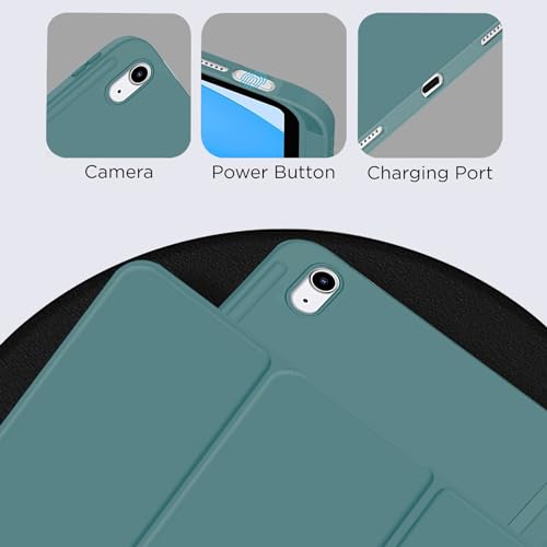 Image of TechTrendz Cover for iPad 11th Generation (A16) / 10th Gen Cover Case with [Right Side Pencil Holder] [Auto Sleep Wake] [Soft Back] (2022 /2025), Case for iPad 11th 11 inch / 10th 10.9 inch - Green