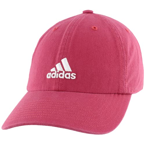 adidas Women s Saturday Relaxed Adjustable Cap, Wild Pink White, One Size