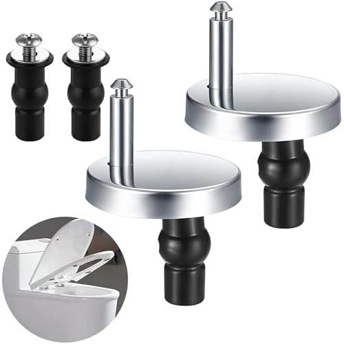 2Pcs Quick Release Toilet Seat Fixings, Universal Soft Close Hinge Replacement Kit with 2Pcs Rubber Expansion Bolts for Blind Hole WC Toilets, Stainless Steel Hardware