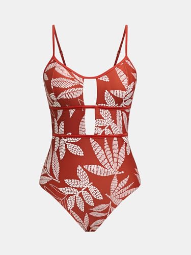 Image of CUPSHE Women's Scoop Neck One Piece Cutout Monokini Swimsuit | Back Self Tie,Soft Removable Cups,Adjustable Straps ,Flattering Bathing Suit For Vacation And Beach