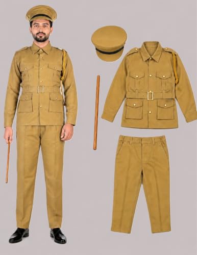 Image of BookMyCostume Premium Fabric Indian Police Commissioner Profession Community Helper Kids Fancy Dress Costume Adults S-M