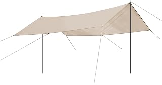 3X4m,4X5m Rainproof Camping Tarp, 20M² Sun Shade Area, 420D Oxford Cloth with Ropes and Nails, for Outdoor Sports Events,13.12 * 16.40FT