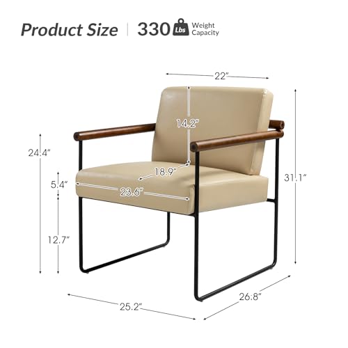 Sillón tapizado de piel sintética color Ivory miniatura 2