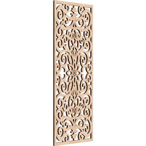 Image of Buel Decorative Pierced Fretwork Wood Wall Panels, 11 3 /8 inchW x 29 3 /8 inchH x 3 /8 inchT, Red Oak