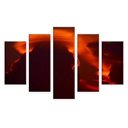 Alonline Art - Lenticular Ring Clouds By Split 5 Panels | Print On 100% Cotton Canvas | Ready To Frame (Rolled) | 39"X26" - 99X66Cm | Wall Art Home Decor For Toilet Or For Office | Hd Artwork Giclee #TOP5