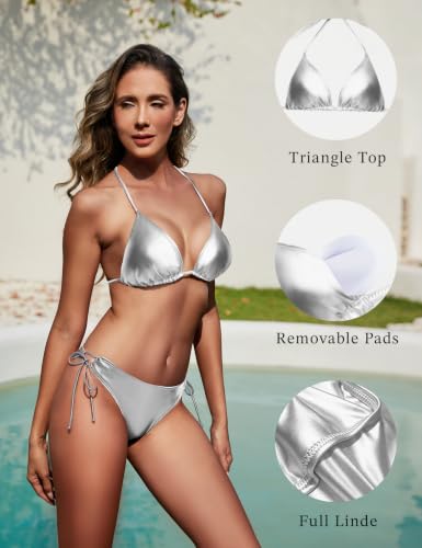 Image of Women Bikini Set Triangle String Tie Two Piece Swimsuit