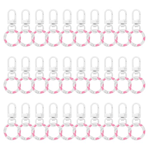 QUARKZMAN 30 piezas de garra de langosta dulce mosquetón llavero giratorio gatillo clips de aleación de zinc coloridos llaveros clip anillos pasador para bricolaje fabricación de joyas, color blanco