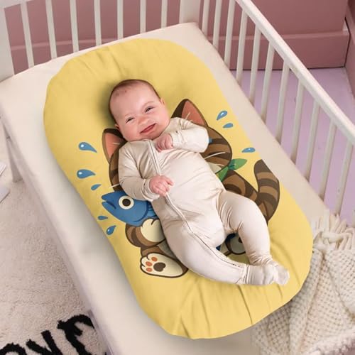 Image of ZOUTAIRONG Cute Cat Fish Sheetsack Bassinet Sheets Neutral Unisex Fitted Cute Baby Bassinet Sheets Set for Standard Bassinets for Baby Boys or Girls