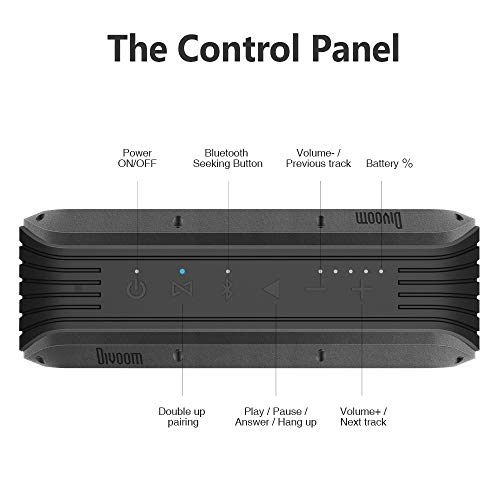 Image of Divoom Power- Premium Wireless Bluetooth Speaker, Divoom Voombox Power with IPX 6 Waterproof and powerbank Function (Black)