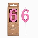 PHD CAKE 2.76 Inch Modern Pink 6 Number Birthday Candles, Pink Number Candles, Cake Number Candles, Party Celebration