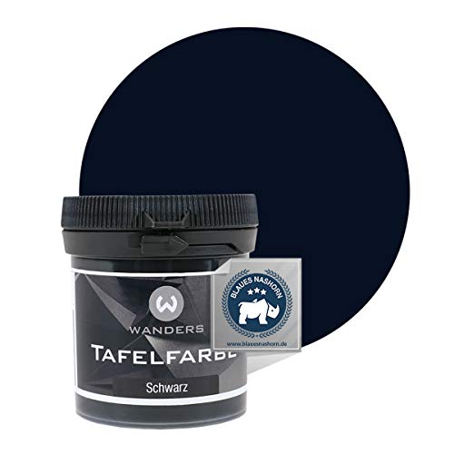 Wanders24 Tafelfarbe (100ml, Schwarz) Blackboard Paint - Tafellack - abwischbare Wandfarbe - in 20 Farbtönen erhältlich - Made in Germany