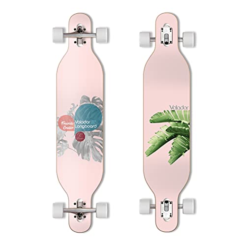 Volador Freeride Longboard Cruiser | Maple Wood Deck| Drop Through Longboard Complete (Pink) #TOP24