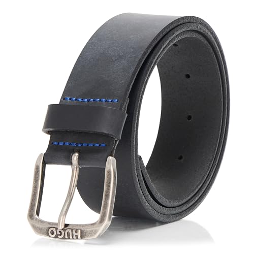 HUGO mens Berker Round Buckle Leather Belt