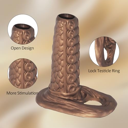 Image of Reusable Penis Sleeve with Cock Ring Sex Toy, 5.3IN Silicone Octopus Cock Extension Penis Extender Ultra-Soft Penis Enlarger for Men & Women, Couple(Medium)