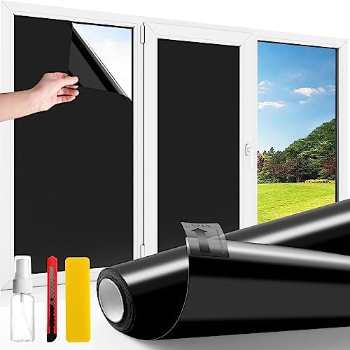 LUCMO Static Cling Blackout Window Privacy Film for Glass 200 x 90 cm