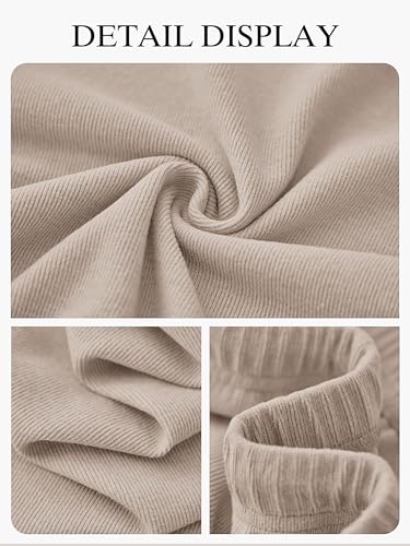 PRETTYGARDEN Two Piece Sets for Women Fall Sweatsuit Long Sleeve Knit Mock Neck Tops Wide Leg Pants Lounge Set Travel Outfits(Khaki,Medium)