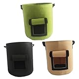 Milisten 3 Stück Pflanzbeutel Filz Gallonen Atmungsaktiv und Langlebig für Anbau von...