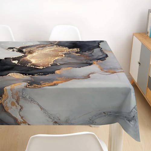 Table cloth coton lin imperméable 140x140cm nappe anti tache marbre - 5