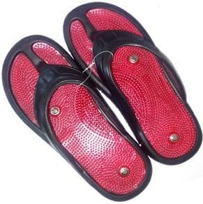 ACi Acupressure Health Care India Massage Slippers Leg Foot Massager for Men and Women - Red (Free Size)
