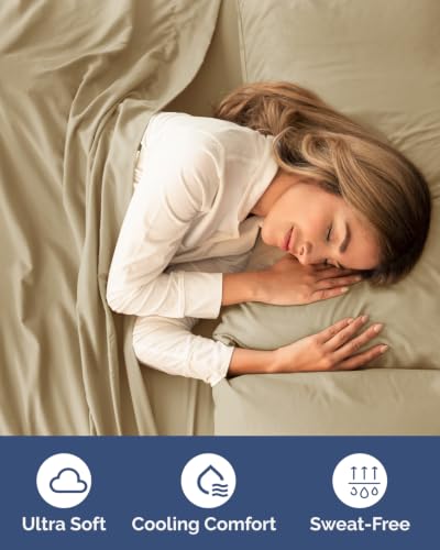 Image of Flex Top Split Head King 6 Piece Sheet Set - Breathable & Cooling - Beige