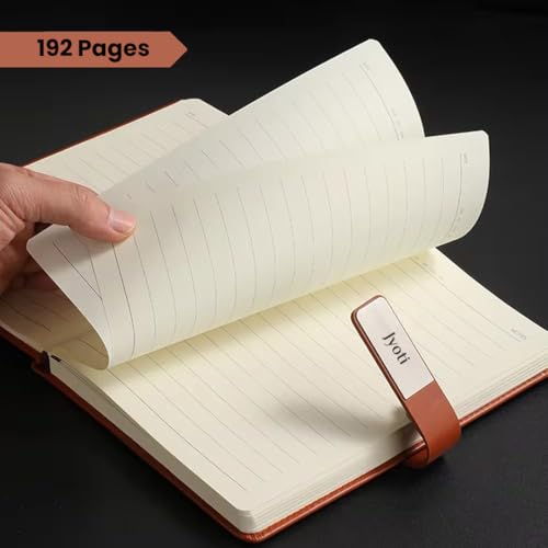 Image of Giftana Personalized Notebook Diary with Pen Gift Set for Men and Women, 2 in 1 Customized Office Diaries A5 Size Notebook, Diwali Gifts, Personalised New Year Corporate Gifts for Employees (Tan)