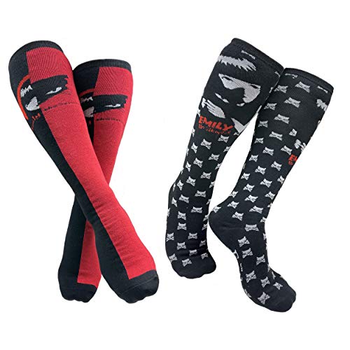 Emily the Strange Girl's Cute Fun Colorful Cat Knee Hi Socks - 2 Pair