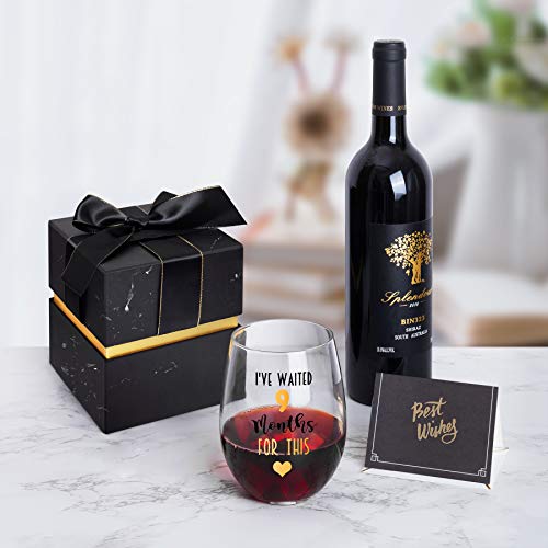 I've Waited 9 Months For This! Funny New Mom Stemless Wine Glass For Expectant Moms And Post Pregnancy Gifts, Funny 18 Oz Stemless Wine Glasses For Women, Her, Mom On Mother's Day Or Christmas #TOP6
