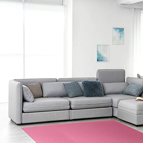 Image of We Sell Mats Premium Foam Interlocking anti-fatigue tiles great for gyms PX90 Insanity Pilates Yoga aerobics cardio trade shows kids payrooms and more. Pink 48 SQFT-12 Tiles
