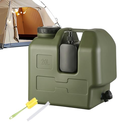 Qiaonan Depósito de agua para camping, depósito de 20 litros, dispensador de agua grande con grifo, para exteriores, senderismo, picnic, viajes, mochilero, viaje por carretera, caza