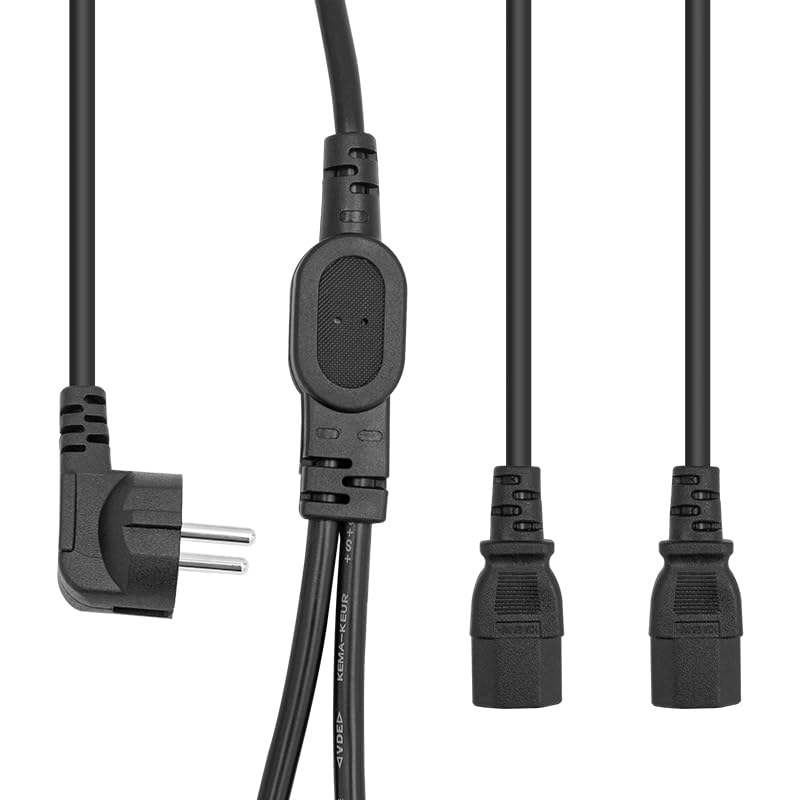 Nekuba Çift Güç Çıkışlı PC Power Kablosu, IEC C13, AC220V, 1.8 Metre, Siyah
