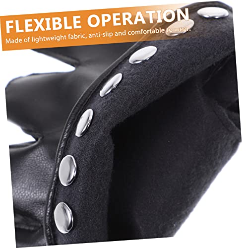 Guantes de media dedo de PU negros ligeros y flexibles estilo punk para mujer 6