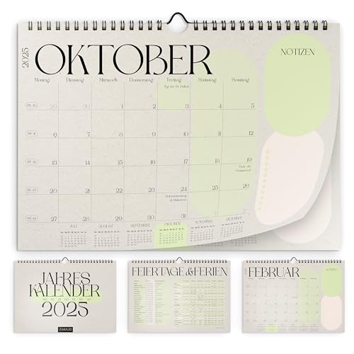 AMARI ® Kalender 2025 - Wandkalender - Familienplaner, Familienkalender, Wochenplaner, Monatsplaner, Terminplaner, Stilvoller Homeplaner für die Familie