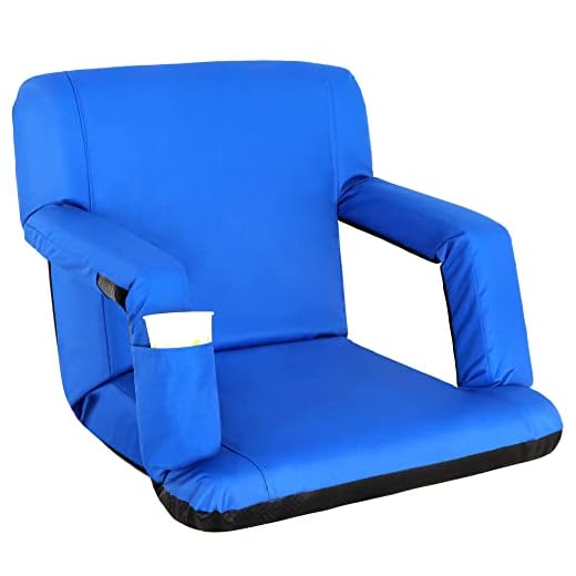 Nova Microdermabrasion Portable Stadium Seat Chair Reclining Seat for Bench Bleachers W/Padded Cushion Shoulder Straps - 6 Reclining Positions - Water Resistant (Blue)