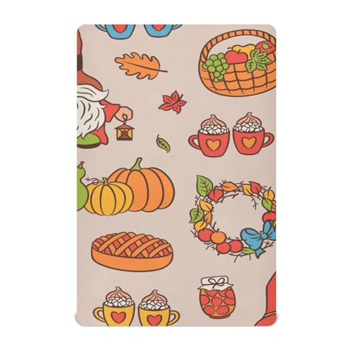 Moudou Autumn Gnome Playard Sheet for Boy Girls, Soft Breathable Fitted Toddler Sheet for Standard Playard Bed Mattress, 39 x 27 x 5 Inch