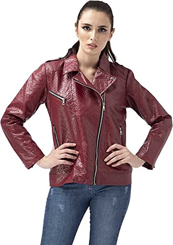 Mia Fashion Womens Full Sleeve Napel Faux Leather Jacket