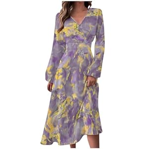 Women'S Fall Dresses 2023 Autumn And Winter Casual Fashion V-Neck Long Sleeve Floral Print Dress, S-2Xl 1