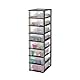 Iris Ohyama, Kunststoff Schubladenbox mit 8 flachen Schubladen, Schwarz, Easy-Pull-System, A4, A5 & A6 Format, Schreibtisch Organizer für Büro, Schule, Schreibwaren, BPA-frei, Schubladenschrank,