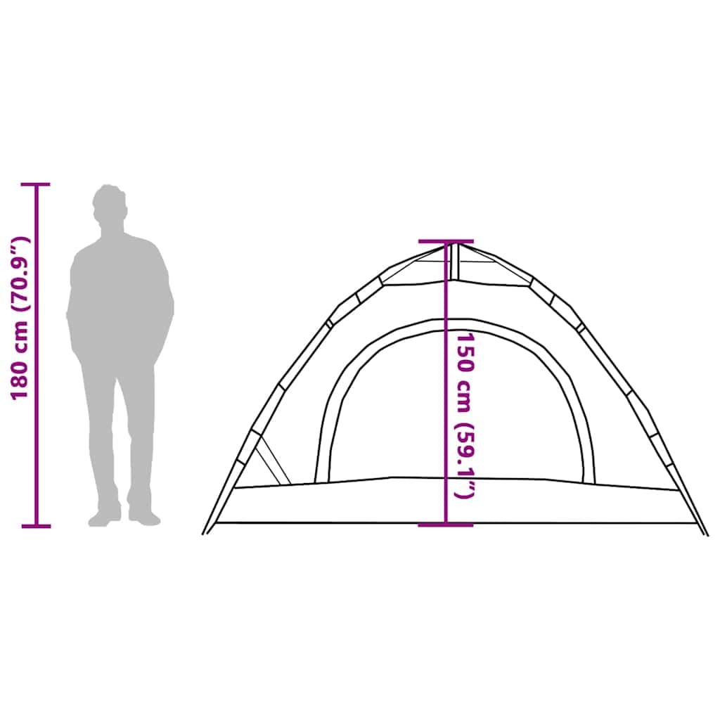 Tenda da campeggio per persone verde a cupola con sistema di sgancio rapido, tenda pop-up impermeabile, tenda da trekking ultraleggera con zanzariera, antivento, per campeggio, festival ed