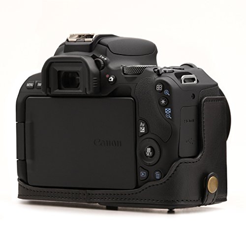 Megagear Canon Eos Rebel Sl2, Eos 200D, Kiss X9 18-55Mm Lens Ever Ready Leather Camera Case And Strap, With Battery Access - Black - Mg1303 #TOP5