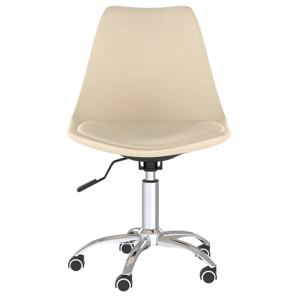 2 sedie girevoli in tessuto color crema, girevoli a 360 gradi, con regolazione in altezza e ruote, design moderno con struttura in metallo cromato, portata fino a 110 kg
