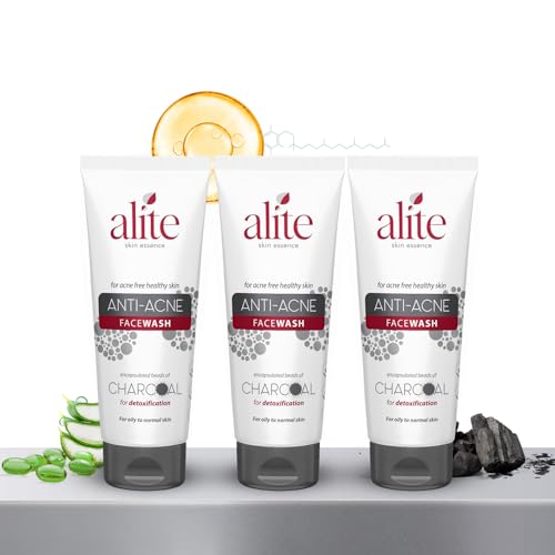 Image of Alite Anti-Acne Face Wash with Black Charcoal Beads | Acne Prevention & Detoxification | Dermatologically Tested (70g Each) Pack of 3