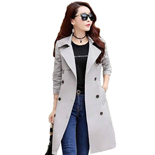 コート レディース トレンチコート グレー/灰色 ダブルコート aライン タッセル アウター 定番 かわいい きれいめ L 美尻 スプリングコート スキニー 着?せ ハーフ丈 無地 華奢 体型カバー 腰紐付き フォーマル 通勤 ミドル 春秋