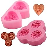 El paquete incluye: juego de 2 moldes de silicona para fondant, 1 pieza en forma de flor de rosa, 1 pieza en forma de corazón.