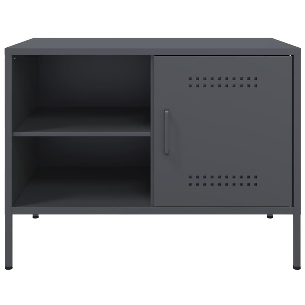 Szafka pod telewizor 2 szt. antracytowa ze stali, 68 x 39 x 50,5 cm, niska szafka z półką i 2 półkami, szafka pod telewizor do salonu, sypialni, do gier i kina domowego, zajmuje mało