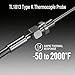 TL1813 Type K Thermocouple Probe Industrial-Grade Wide Range: -50 to 2000°F Stainless Steel Probe Diameter: 0.12 inches/Length: 4 inches Includes 60-inch high-Temperature Cable