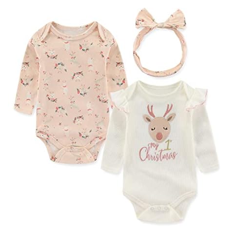 Chamie Baby Bodysuit Long Sleeve Infant Christmas Outfit Newborn Vests for Baby Boys Girls 0-9 Months Cover