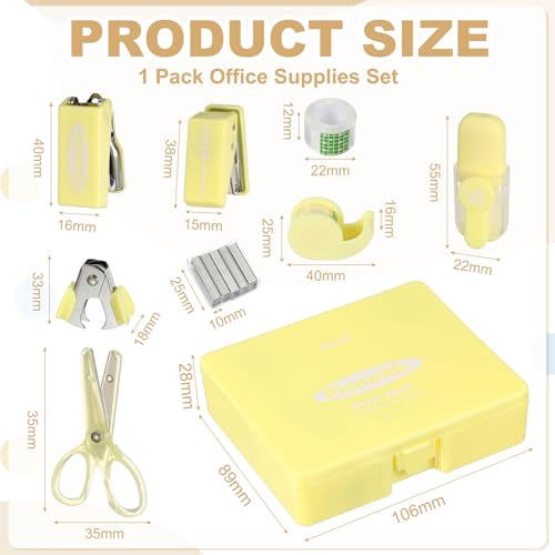Kit accessoires bureau 8pcs PATIKIL avec agrafeuse jaune vert