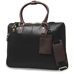 VORQIT Men’s Business Bag, Genuine Leather, 2-Way, Freestanding, Large Capacity, B4 with Shoulder Strap