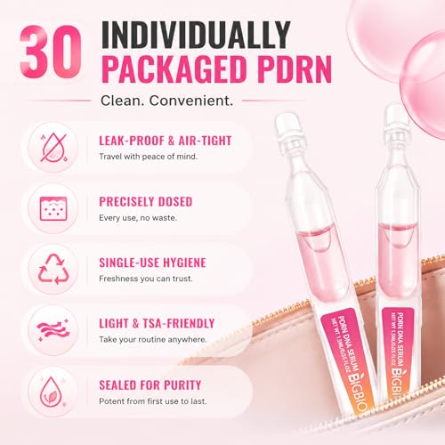 Salmon DNA Serum, PDRN Serum Ampoule for Face, Recombinant Collagen, Hyaluronic Acid, Skin Care For Deep Hydration, Moisturizing, Anti Aging, Firming & Uneven Skin Tone, 0.05 Fl.Oz x 30e — view 4